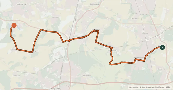 Kartenübersicht der Radroute Havel-Dahme-Weg