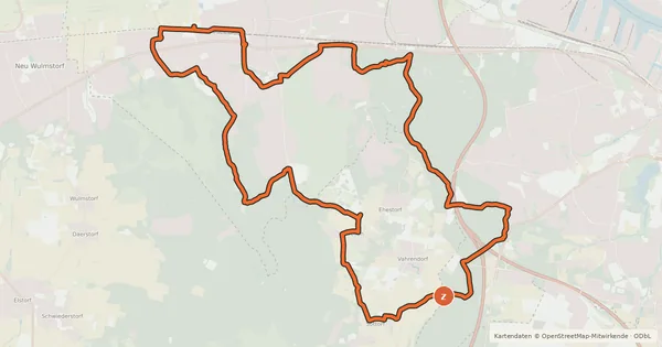 Kartenübersicht der Radroute Heide-Haake