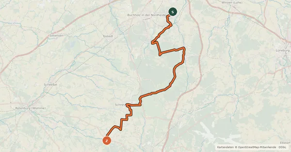 Kartenübersicht der Radroute Heide-Kunst Radweg
