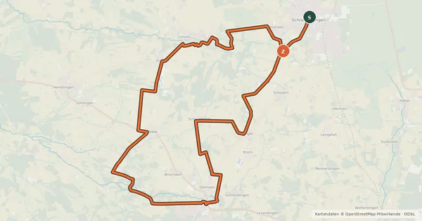 Kartenübersicht der Radroute Heide Region Radweg 10