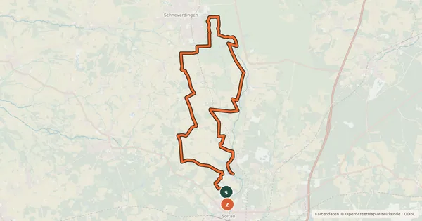 Kartenübersicht der Radroute Heide Region Radweg 12