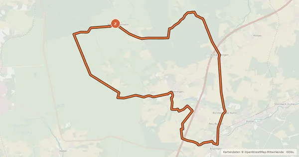 Kartenübersicht der Radroute Heide Region Radweg 18