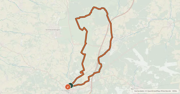 Kartenübersicht der Radroute Heide Region Radweg 2