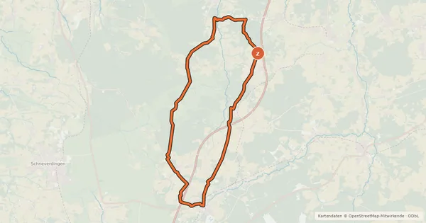 Kartenübersicht der Radroute Heide Region Radweg 20