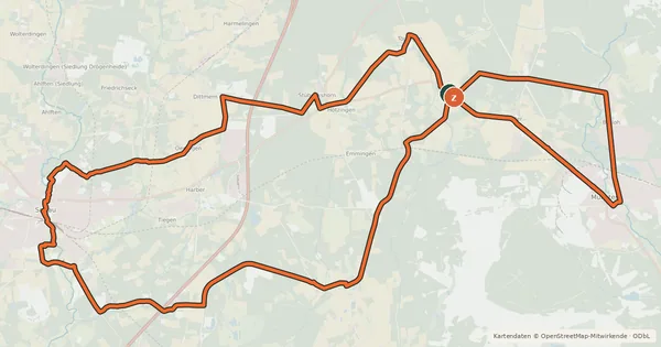 Kartenübersicht der Radroute Heide Region Radweg 27