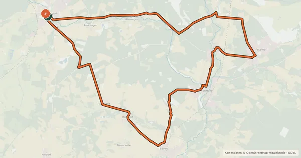 Kartenübersicht der Radroute Heide Region Radweg 29