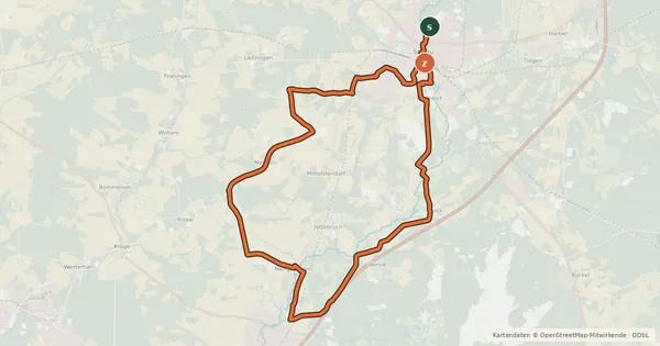 Kartenübersicht der Radroute Heide Region Radweg 4