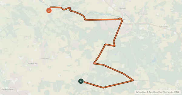 Kartenübersicht der Radroute Heide Region Radweg 8