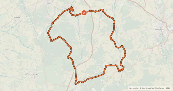 Kartenübersicht der Radroute Heide-Wasser Radweg