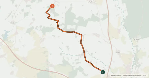 Kartenübersicht der Radroute Heiligengrabe (24) - Wittstock (94)