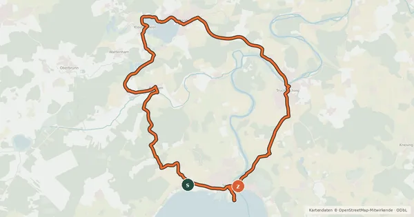 Kartenübersicht der Radroute Heinrich Kirchner Skulpturenweg