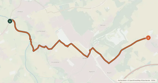 Kartenübersicht der Radroute Heinsberg (22) - Hückelhoven (93)