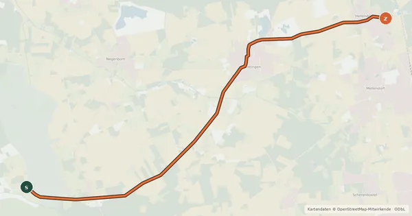 Kartenübersicht der Radroute Helstorfer Moor-Hellendorf