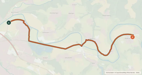 Kartenübersicht der Radroute Hennef (22) - Hennef (24)