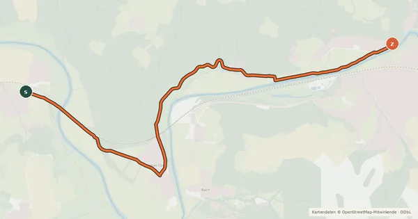 Kartenübersicht der Radroute Hennef (24) - Eitorf (25)
