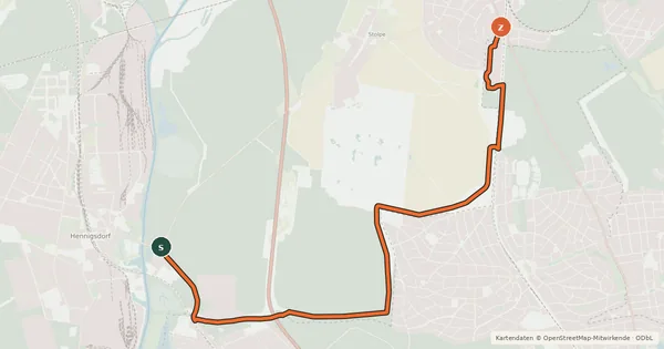 Kartenübersicht der Radroute Hennigsdorf (14) - Hohen Neuendorf (82)