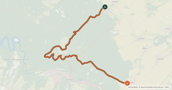 Kartenübersicht der Radroute Hergarten (06) - Voißel (26)