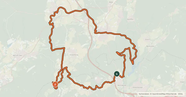 Kartenübersicht der Radroute Hermeskeiler Rad-Aktiv-Route