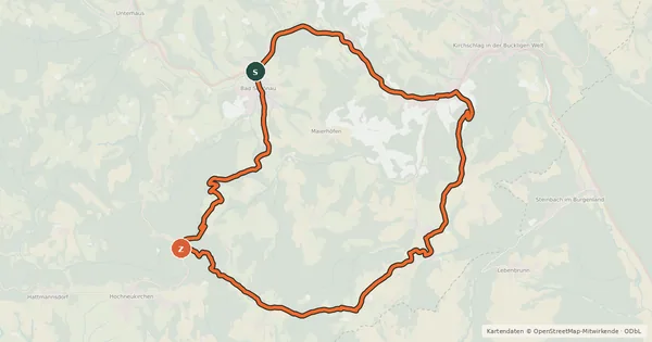 Kartenübersicht der Radroute Herz Kreislauf-Strecke