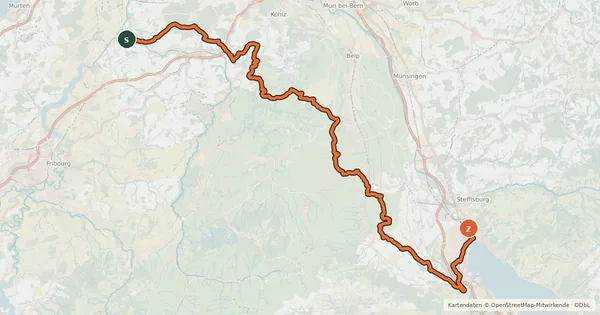Kartenübersicht der Radroute Herzroute