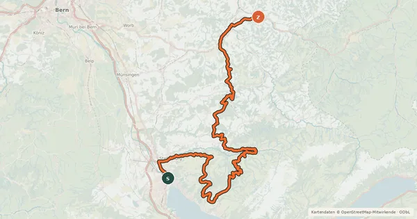Kartenübersicht der Radroute Herzroute