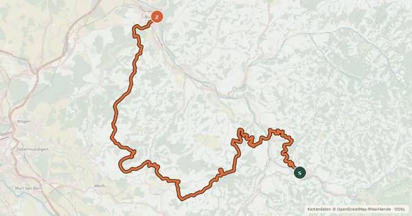 Kartenübersicht der Radroute Herzroute