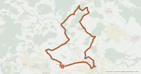 Kartenübersicht der Radroute Hesselberg Radtour 2
