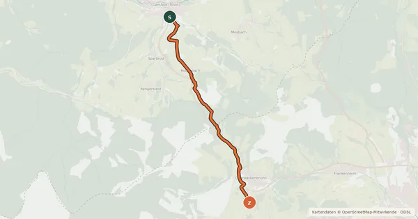 Kartenübersicht der Radroute Hessen-Bayern Gersfeld-Oberweißenbrunn
