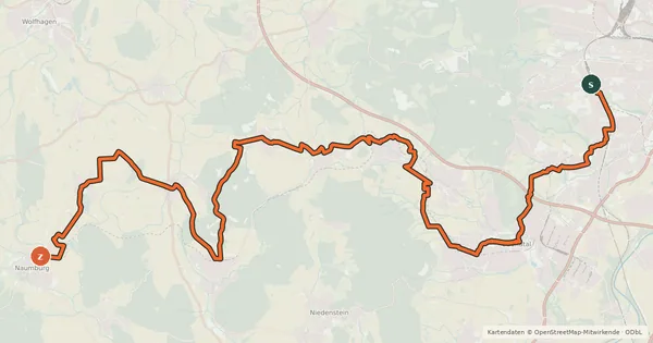 Kartenübersicht der Radroute Hessencourrier-Radweg