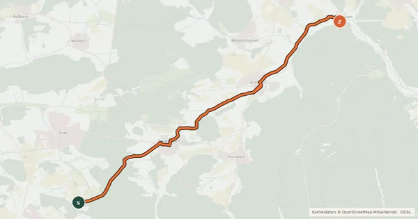 Kartenübersicht der Radroute Hessenluft-Route