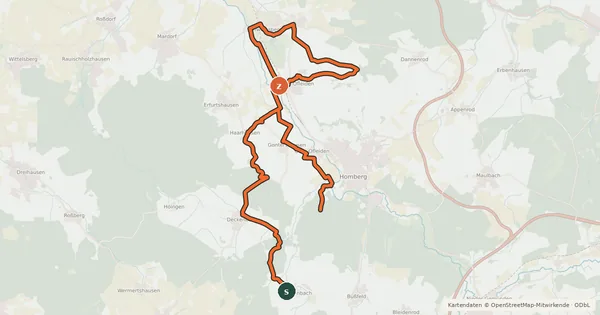 Kartenübersicht der Radroute Hessische Apfelwein- und Obstwiesenroute - Homberg und Oberes-Ohmtal
