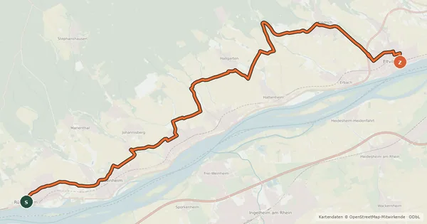 Kartenübersicht der Radroute Hessischer Radfernweg R3a