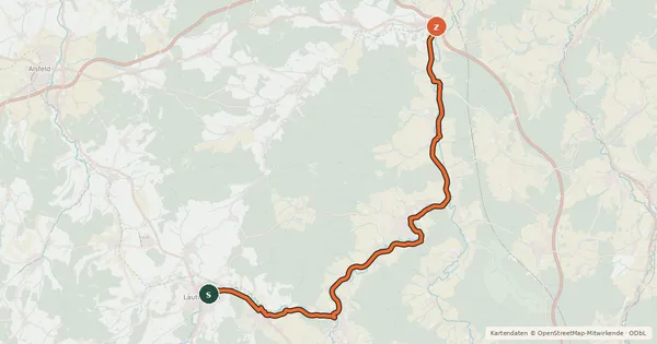 Kartenübersicht der Radroute Hessischer Radfernweg R7a