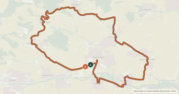 Kartenübersicht der Radroute Heuss-Tour