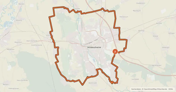 Kartenübersicht der Radroute Hildesheimer Ring