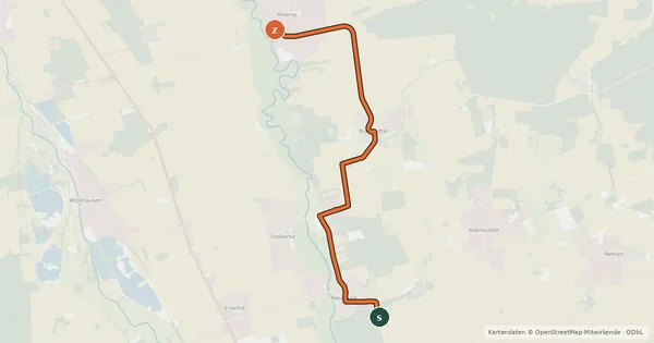 Kartenübersicht der Radroute Hillerse (62) - Neubrück (11)