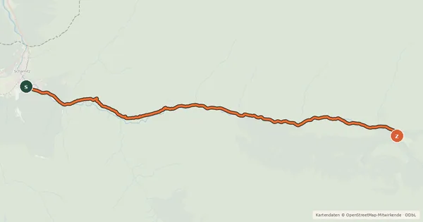 Kartenübersicht der Radroute Hinterautal - Kastenalm