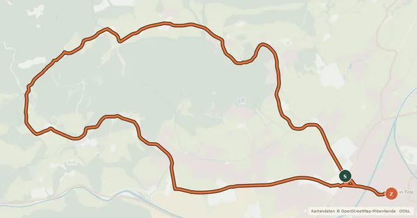 Kartenübersicht der Radroute Hinterkaiser