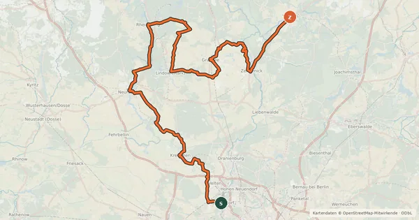 Kartenübersicht der Radroute Historische Stadtkerne Route 1 [Teil 1]
