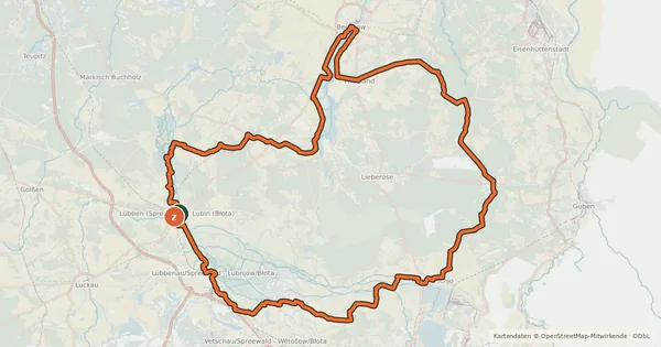 Kartenübersicht der Radroute Historische Stadtkerne Route 6 Ost