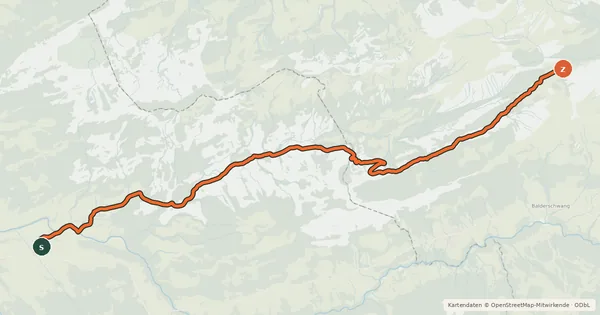 Kartenübersicht der Radroute Hittisau-Lecknertal-Alpe Scheidwang