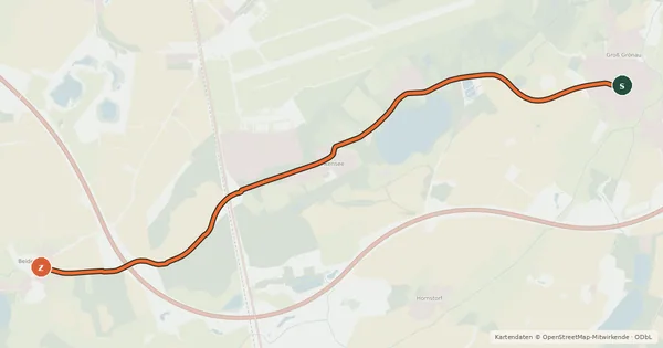 Kartenübersicht der Radroute HL33