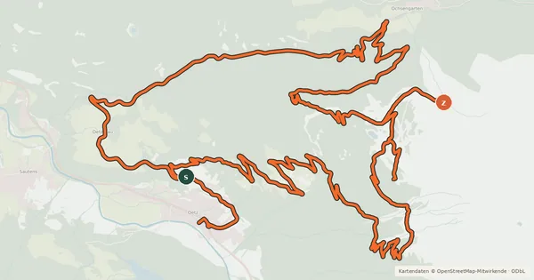 Kartenübersicht der Radroute Hochoetz Panorama Tour