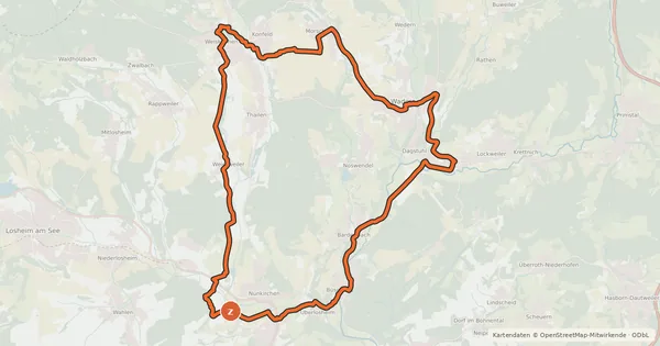 Kartenübersicht der Radroute Hochwälder-Runde