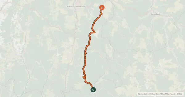 Kartenübersicht der Radroute Höhenradweg Gaimühle-Würzberg