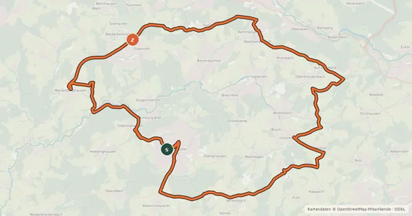 Kartenübersicht der Radroute Höhenroute