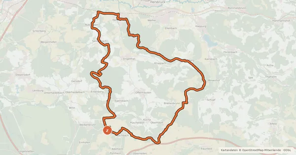 Kartenübersicht der Radroute Höhenrundweg Hammerbachtal