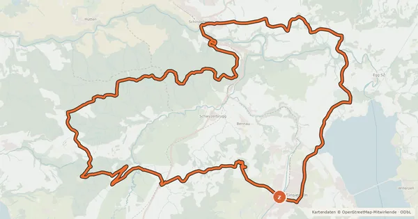 Kartenübersicht der Radroute Höhronen Bike