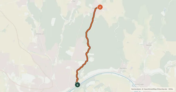 Kartenübersicht der Radroute Höllental