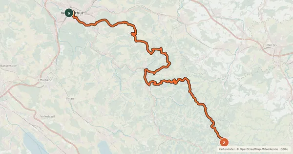 Kartenübersicht der Radroute Hörnli Bike - Etappe 1